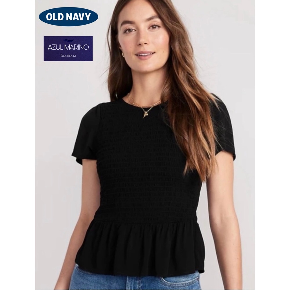 Old Navy — Flutter-Sleeve Smocked Peplum Blouse for Women • Blusa para damas •